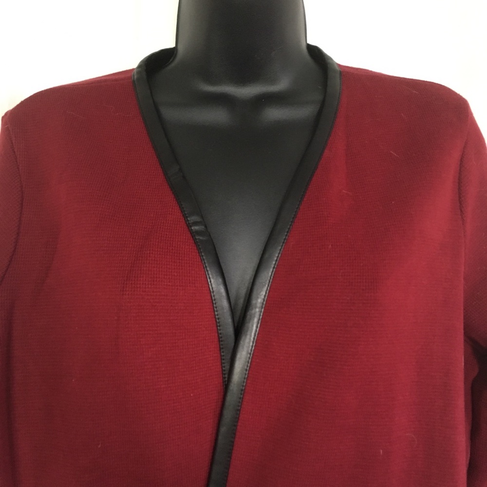 Dark red/ maroon open front with non leather trim